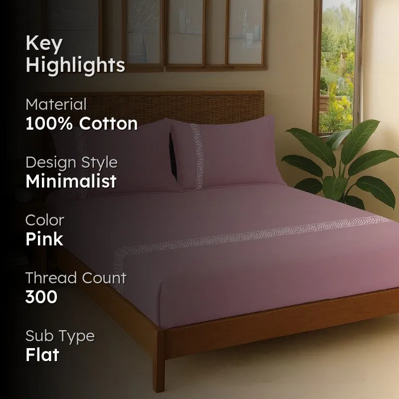 Urban Space Solid Comfort Cotton Bedsheet (Pink) - 300 TC media 2