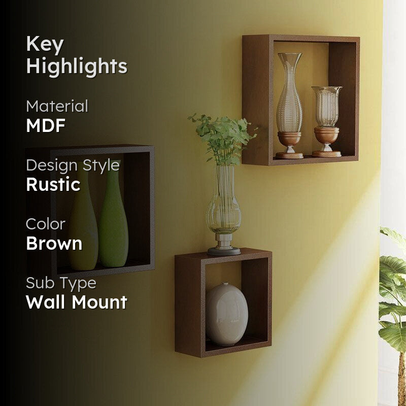 Aura Wall Shelf - Brown - Set Of Three media 2