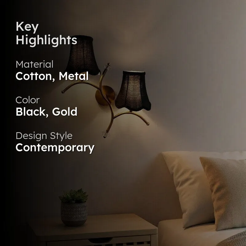 Aure lume Twin Cotton Wall Lamp - Black media 2