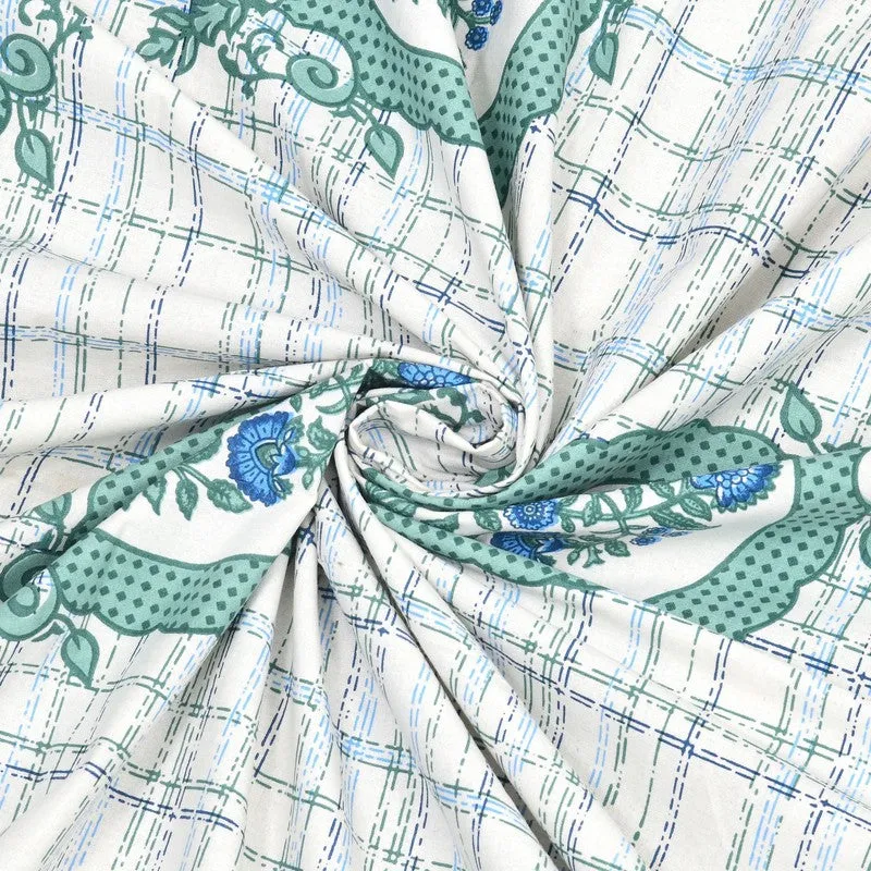 Royalza Cotton Bedsheet (Blue,Green) - 240 TC media 5