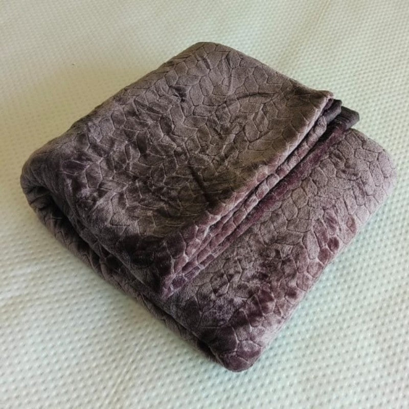 Plushyn Solid Woolen Blanket (Grey) - 300 GSM media 5