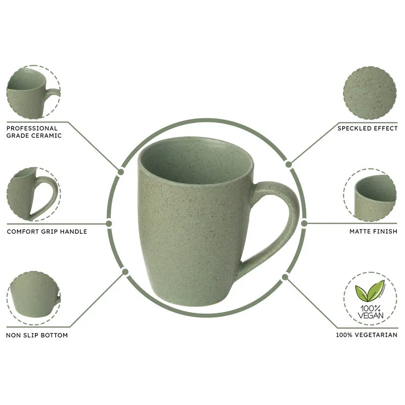 Sip & Style Ceramic Coffee Mug (Green/300 mL Each) - Set Of Two media 5