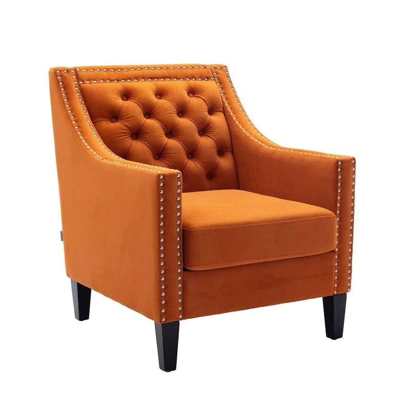 Softix Neem Wood Accent Chair - Orange media 5