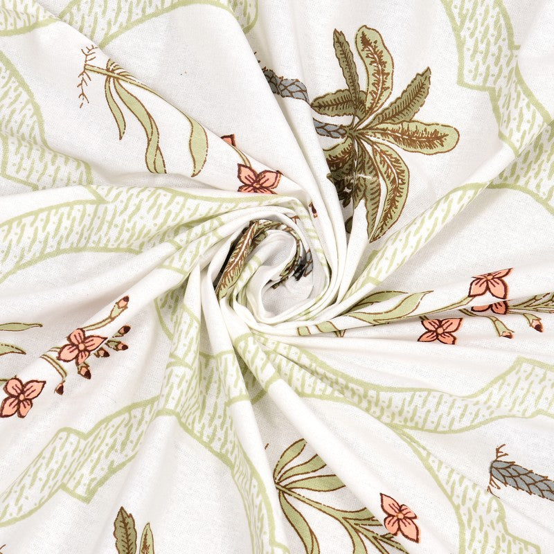 Haveli Block Cotton Bedsheet (Green,Peach) - 180 TC media 7