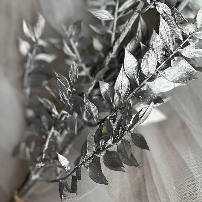 Dried Ruscus Bunch (Silver) - Set Of Three media 4