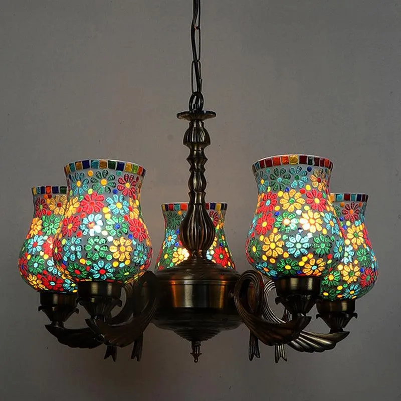 Omra Vistara Mosaic Bronze Ceiling Lamp - Multicolor media 1