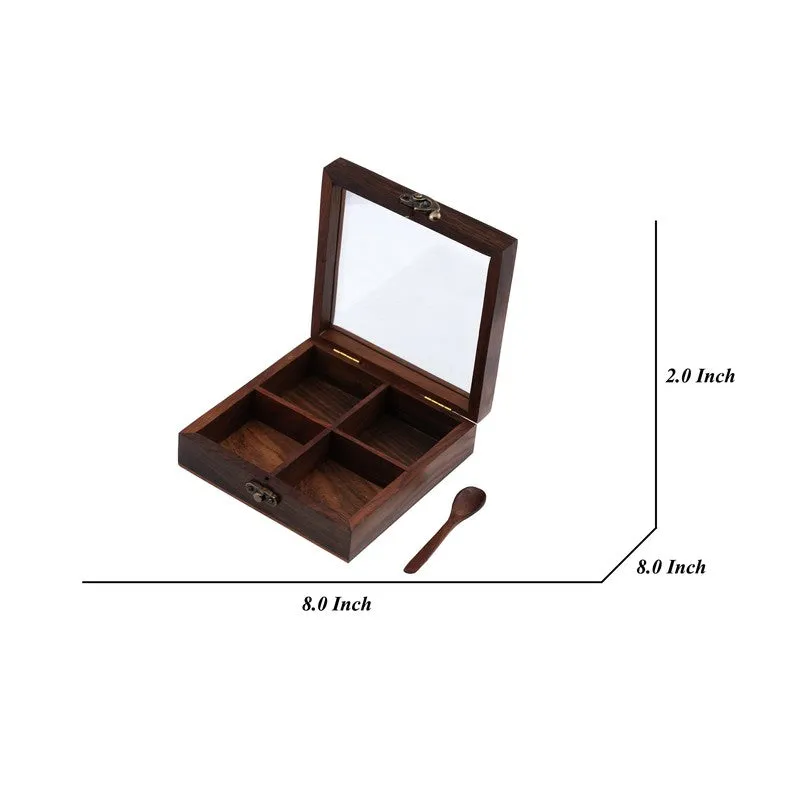 Rasoi Sheesham Wood Square Masala Box - Two Piece Set media 8