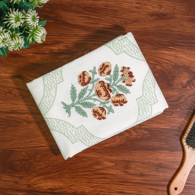 Flora Drift Cotton BathTowel - Green & White media 5