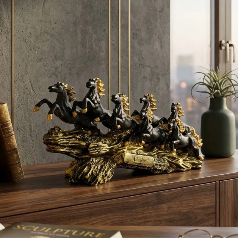Galloping Grace Horse Resin Showpiece - Black media 4