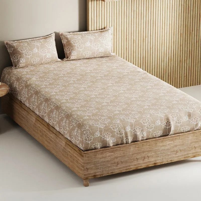 Belora Cotton Bedsheet (Brown) - 144 TC media 1