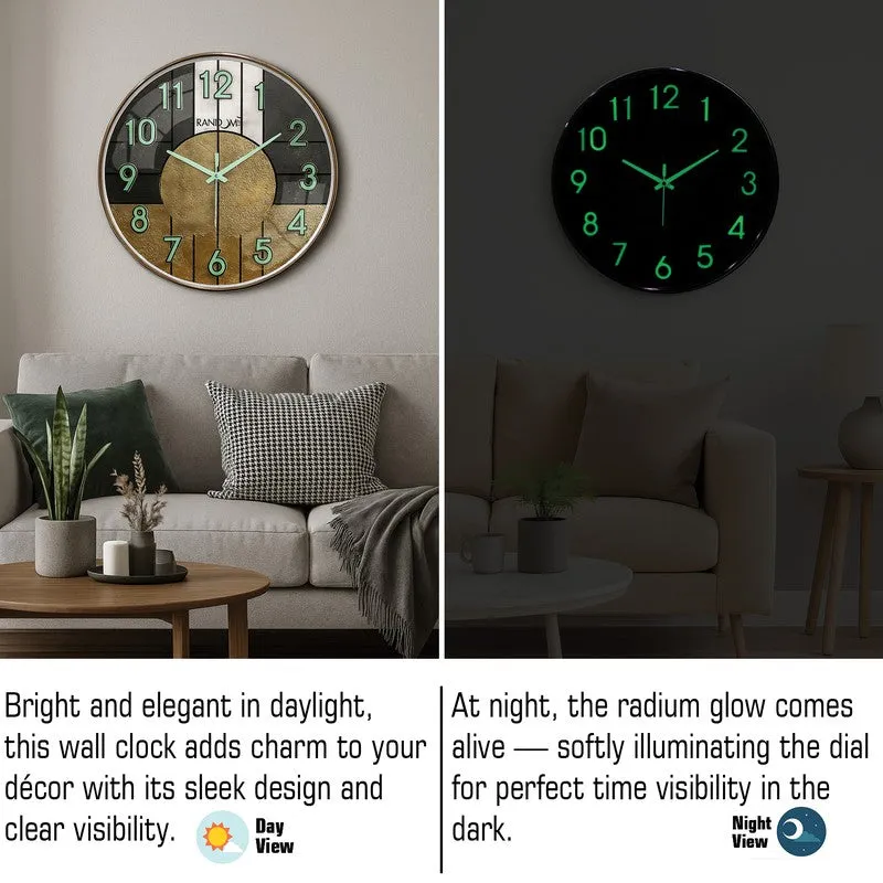 Oaklyn Round Modern Plastic Wall Clock - Black & Beige media 5