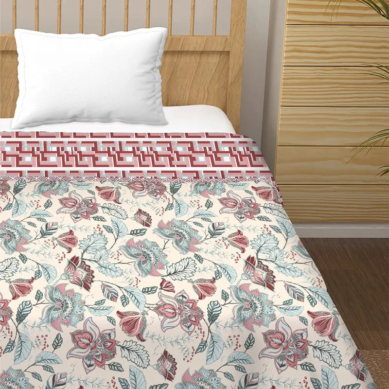 Satrangi Swirl Floral Cotton Dohar (Green) - 210 TC media 3