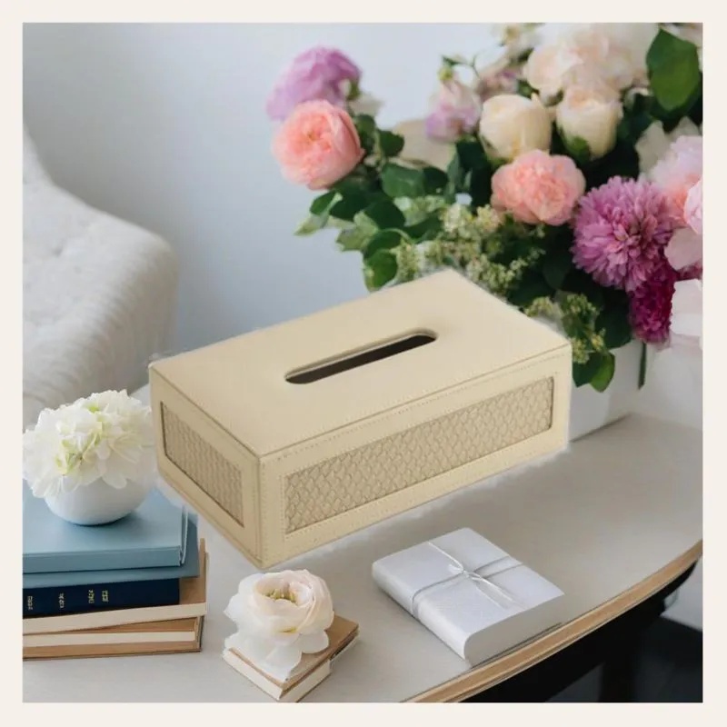 Arbo Vegan Leather Tissue Box - Beige media 1
