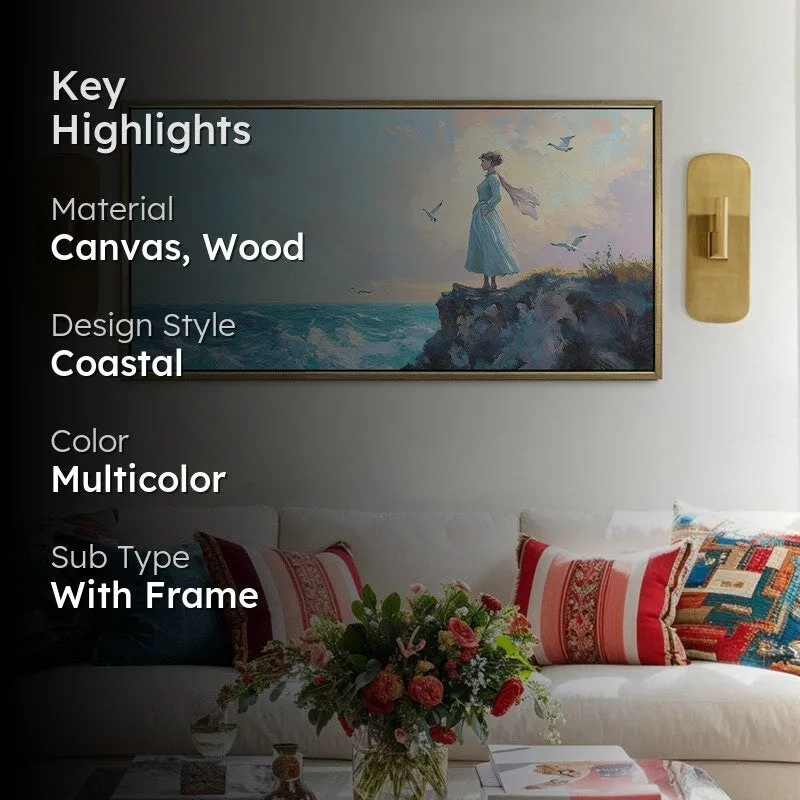 Cliffside Reverie Canvas Wall Painting With Frame media 2