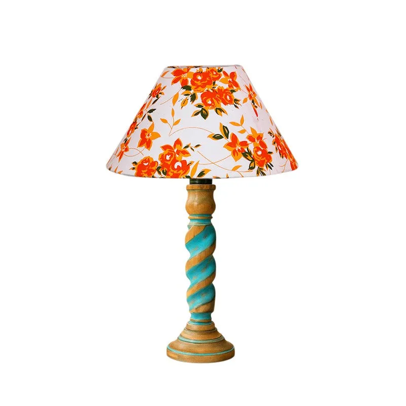 Elara Zyra Floral Wooden Table Lamp - Multicolor media 5