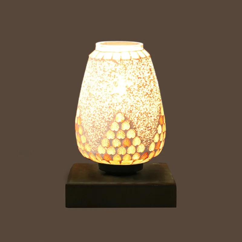 Glimano Glass Table Lamp With Wooden Base media 7