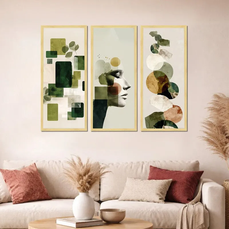 Modern Green Abstract Wall Art - Set Of Three media 3