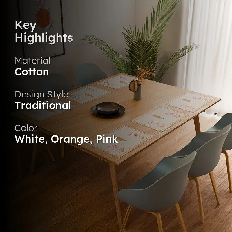 Classic Linen Cotton Table Mat (Orange) - Set Of Six media 2
