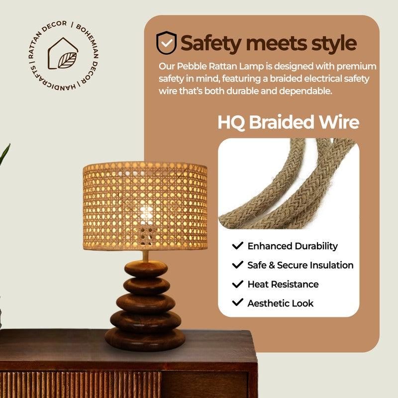 Pebble Hex Mango Wood Table Lamp media 3
