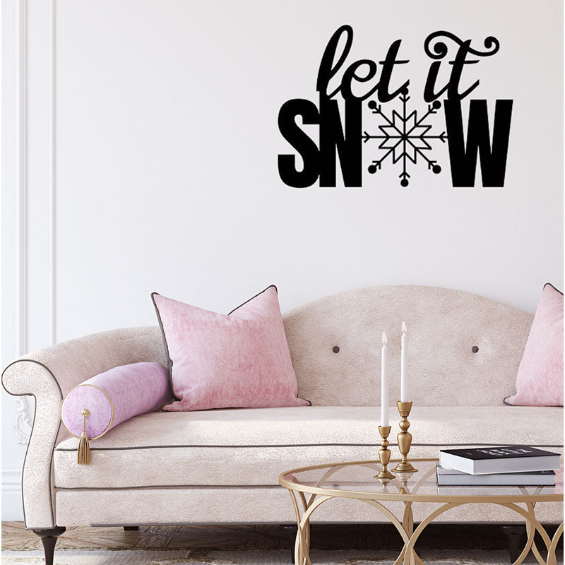 Let It Snow Black Iron Wall Accent