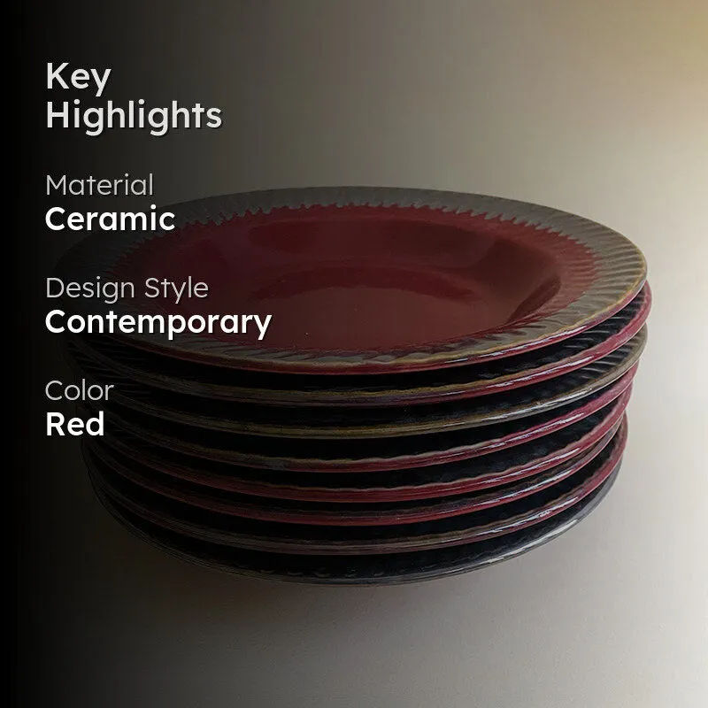 Raisel Ceramic Pasta Plate (Red) - Set Of Eight media 2