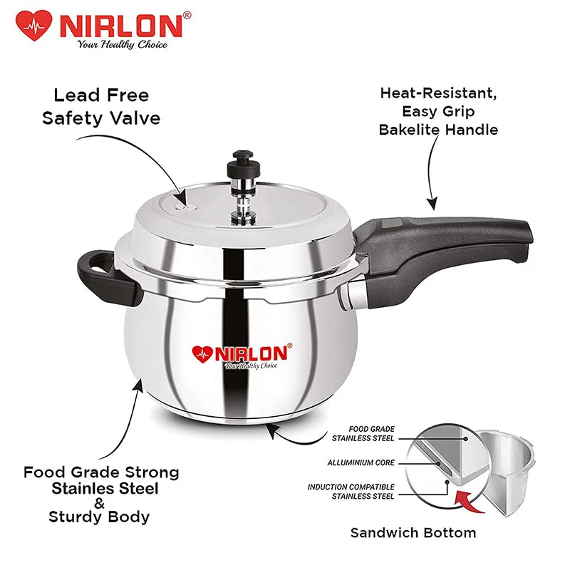 Nirlon Steel Pressure Cooker - 1500 mL/ 7 Inches media 4