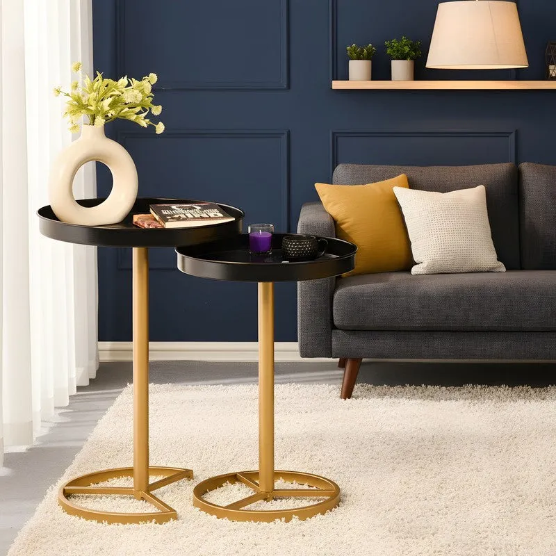 Zyro Nest Side Table (Black & Gold) - Set Of Two media 6