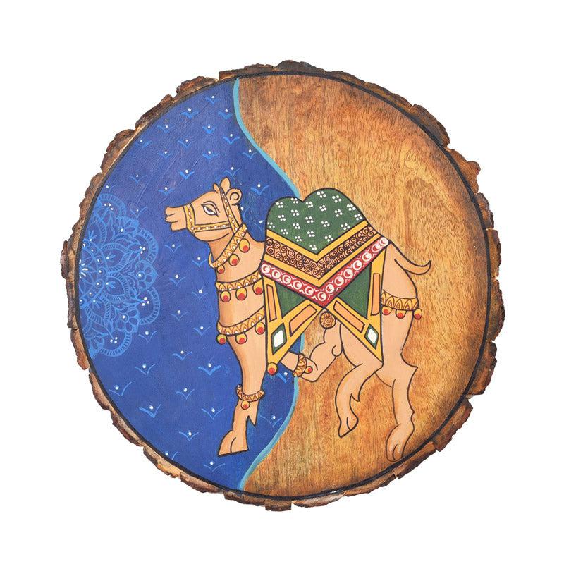 Neel Camel Pichwai Handpainted Wall Plate media 3