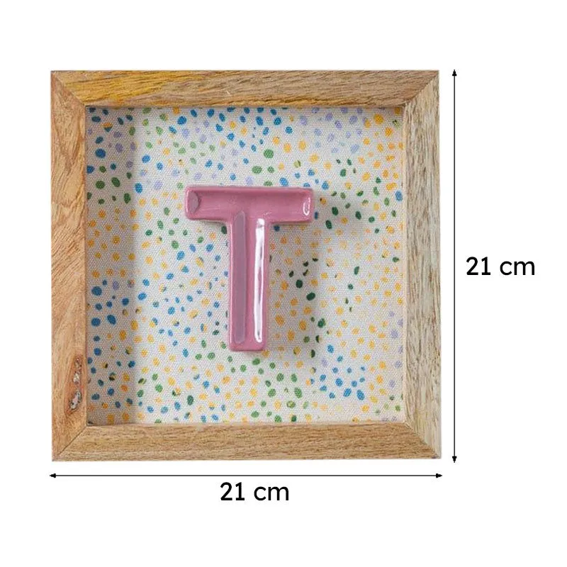 (T) Mini Mottled Mono Ceramic & Wooden Wall Accent - Pink media 6