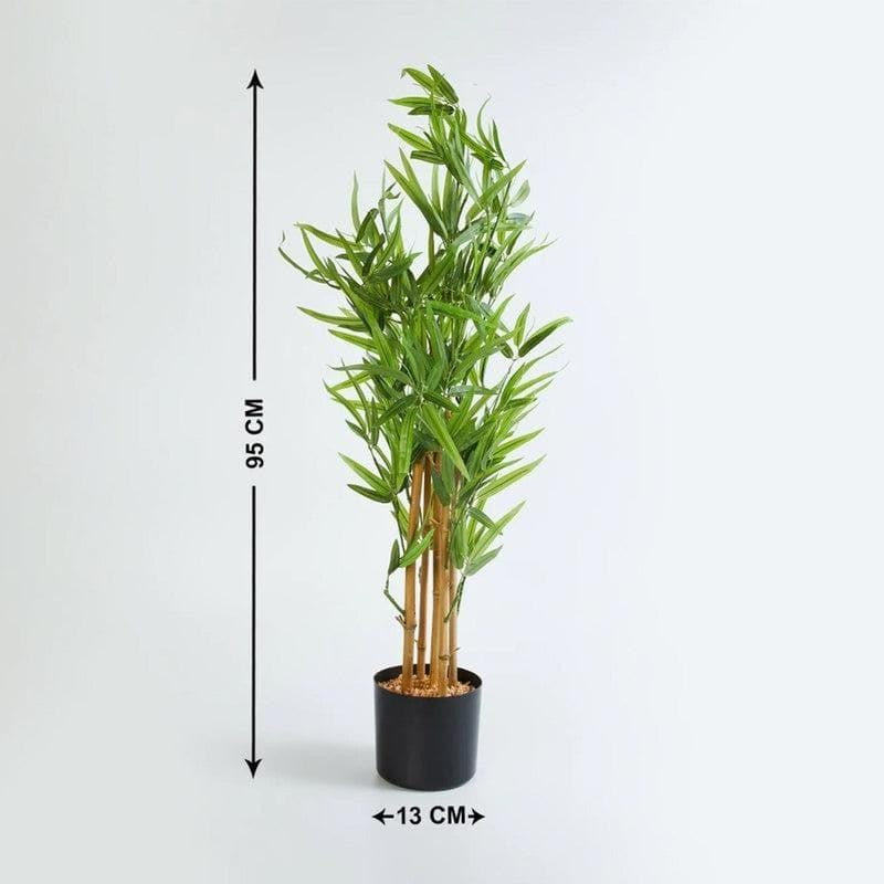 Faux Tall Bamboo Bonsai In Black Plastic Pot - 3.12 ft media 5