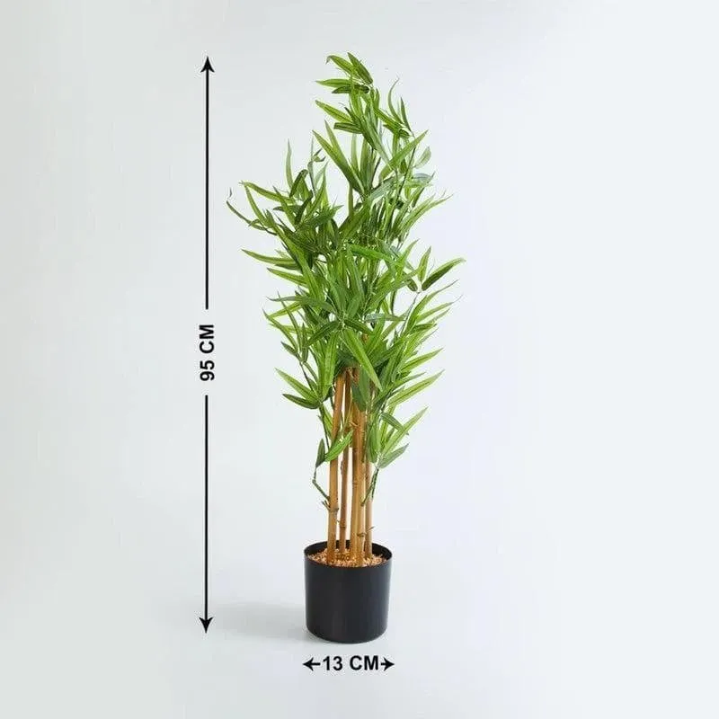 Faux Tall Bamboo Bonsai In Black Plastic Pot - 3.12 ft media 5