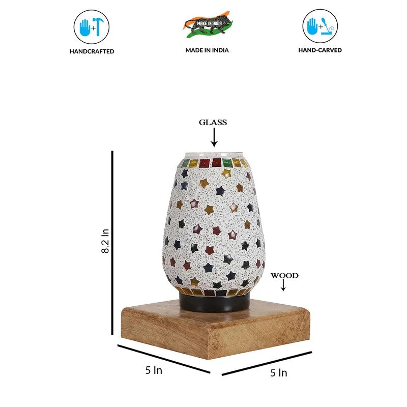Feriona Glass Table Lamp With Wooden Base - Multicolor media 9