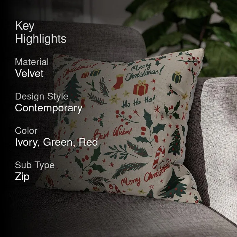 Winterberry Calm Velvet Christmas Cushion Cover media 2