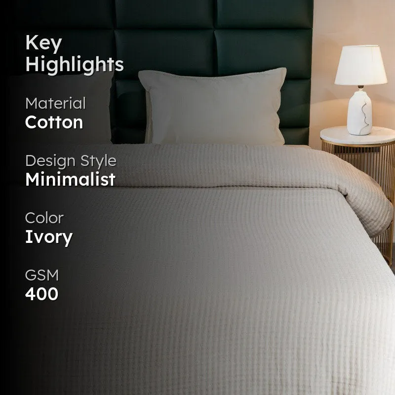 Ivory Self Stripe Comforter - Three Piece Set media 2