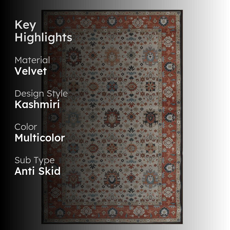 Shabnam Velvet Rectangle Anti-Skid Carpet media 2