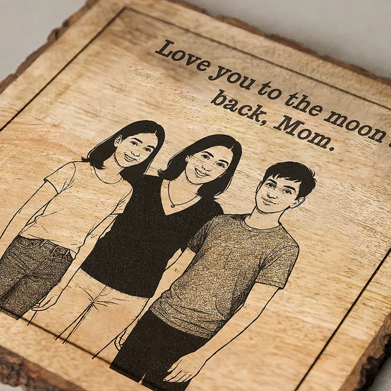 Love You To The Moon And Back Wood Showpiece - Square media 4