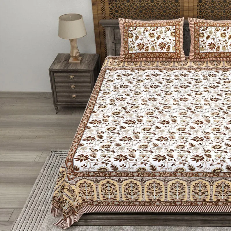 Craftet Cotton Bedsheet (Brown,White) - 240 TC media 3