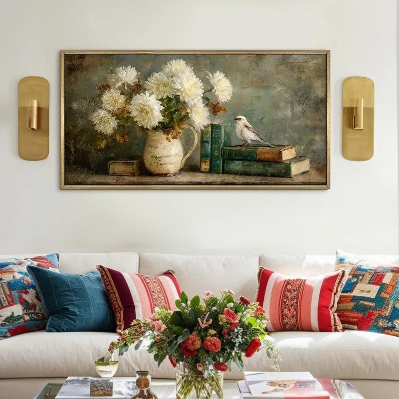 Feathered Tale Canvas Wall Painting With Frame media 1