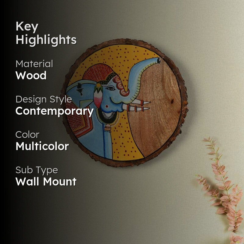 Gajendra Pichhwai Wooden Wall Accent media 2