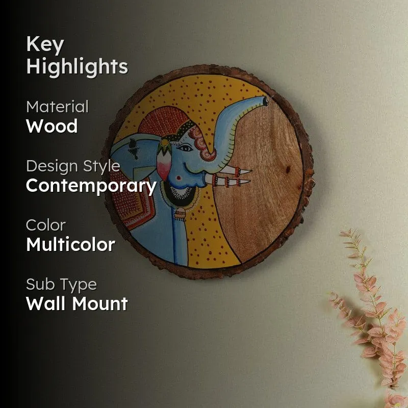 Gajendra Pichhwai Wooden Wall Accent media 2