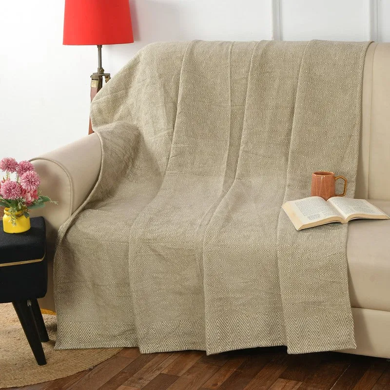 Loomora Zigzag Cotton Throws - Olive Green media 1