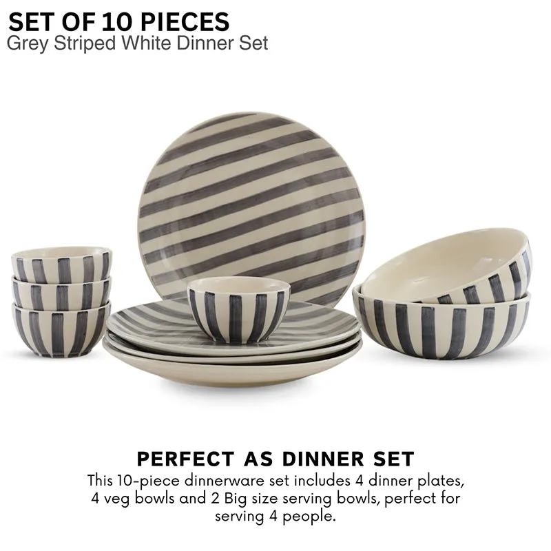 Cross Strips Ceramic Dinner Set - 10 Piece Set media 3