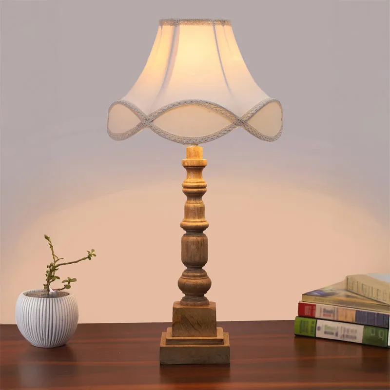 Valencia Arc Arbor Wooden Table Lamp - Off White,Brown media 2