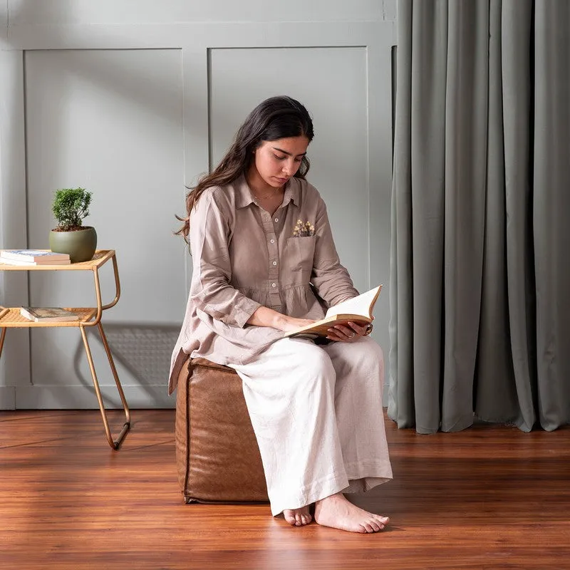 Linear Edge Pouffe (Brown) - Set Of Two media 3