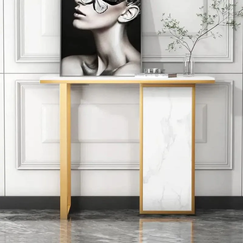 Opulence Metal Console Table with Marble Top (White) - Medium media 6