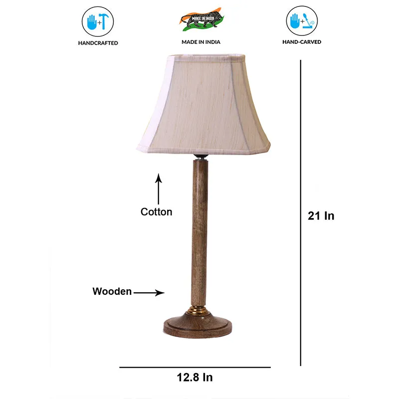 Mountain Table Lamp With Wooden Base - White,Brown media 4