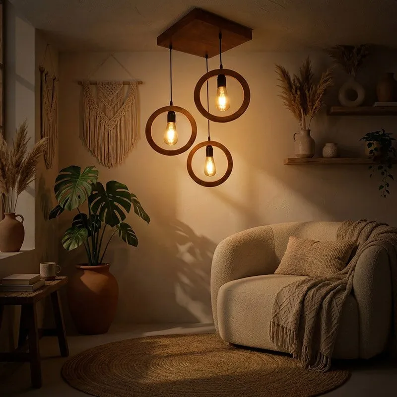 Brillante Cluster Wooden Ceiling Lamp - Brown media 3