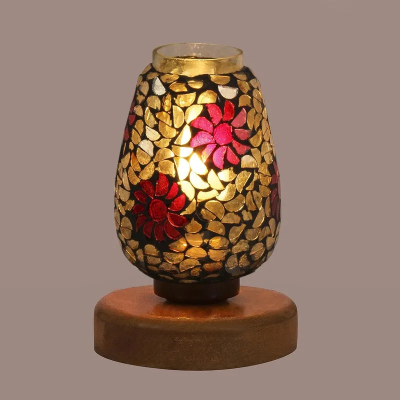 Vividlume Mosaic Glass Table Lamp With Wooden Base - Multicolor media 7