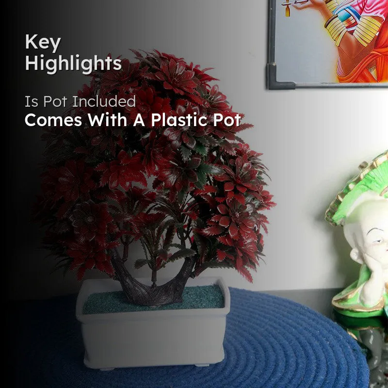 Faux Fiery Red Plant With Black Plastic Pot media 2