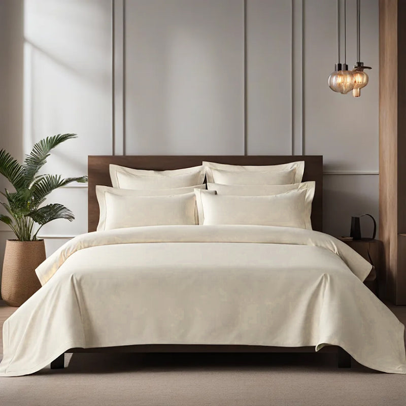 Moonweave Solid Cotton Bedsheet (Ivory) - 400 TC media 4